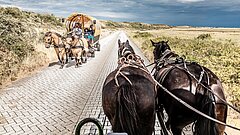 Anreise nach Juist mit Gepäck mit der Kutsche vom Hafen oder Flugplatz in den Ort