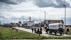 Ankunft auf der Autofreien Insel Juist zu Fuß