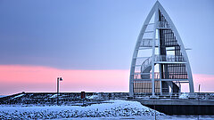 Weihnachten auf Juist - Seezeichen im Morgenlicht mit Schnee